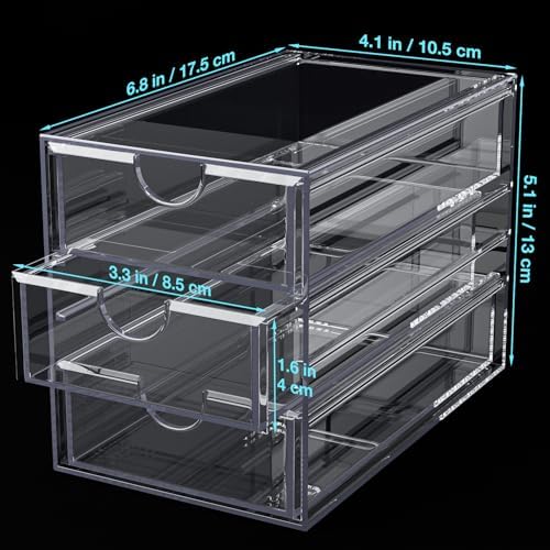Clear Hair Accessory Organizer Box with 3 Drawers for Bathroom Vanity - Image 3