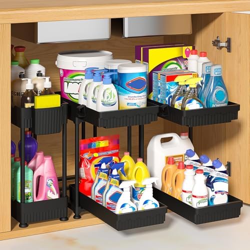 Sevenblue 3-Pack 2-Tier Under Sink Organizers with Sliding Drawers by Sevenblue