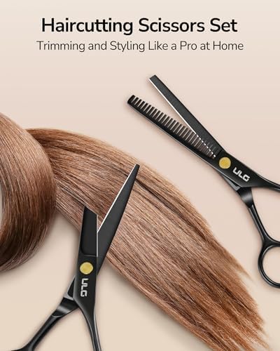 Hair Cutting Scissors Thinning Shears Kit ULG Professional Barber Hairdressing Texturizing Salon Razor Edge Scissor Japanese Stainless Steel 6.5 inch BLK - Image 6