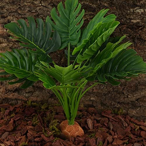 Fake Monstera Plants Reptile Terrarium Decor Gecko Tank Accessories - Image 4