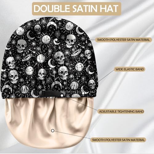 Satin Hair Bonnet Silk Bonnet for Sleeping Double Layer Elastic Adjustable Reusable Cute Aesthetic for Women Girls - Image 4