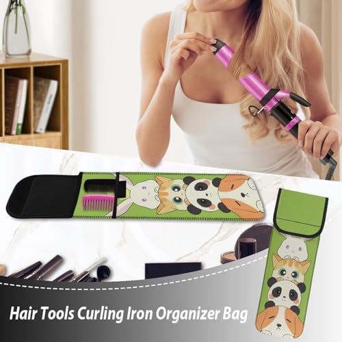 ZOUTAIRONG Curling Iron Heat Resistant Pouch Hair Tools Travel Bag Cute Animal Flat Iron Travel Case Heat Resistant Portable Curling Iron Storage Bag for Women Girls - Image 2