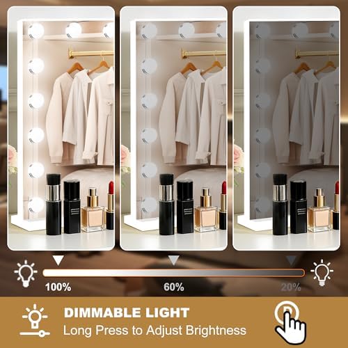 Moonee Vanity Mirror with Lights, Hollywood Lighted Makeup Mirror with 17 Dimmable Bulbs and 10X Magnification, 3 Colors Modes, Aluminum Metal Frame, Light Up Mirror for Tabletop/Wall（28" x 20"） - Image 5