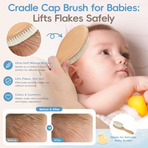 DEBETOOL 4-Piece Baby Hair Brush & Cradle Cap Brush and Comb Set - Image 5