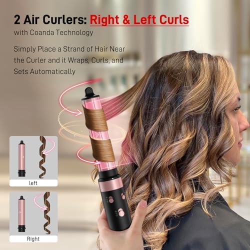 3 in 1 Hair Styler - Fast Drying Hair Dryer & Auto Air Wrap Curlers Set, 1 Inch Curling Iron Long Barrel, Frizz-Free No Heat Damage Hot Air Styler for All Types (Black) - Image 3
