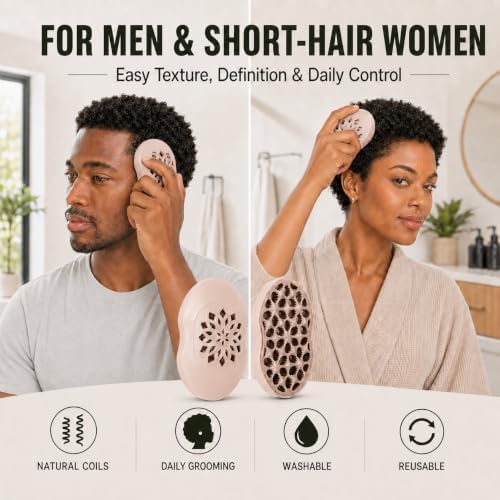 Curl Defining Brush for 3C-4C Hair, Washable TPE Hair Sponge Alternative for Natural Coils, Finger Coil Styling Tool for Men and Women, Reusable Curl Creator(1, khaki) - Image 6