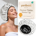 Yanibest Frizz Free Satin Lined Shower Cap with Soft Elastic Band by yanibest