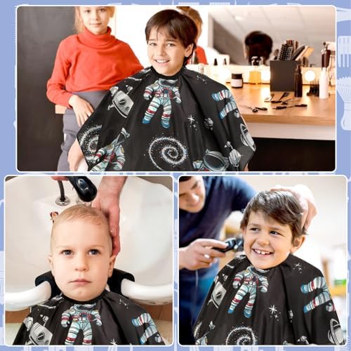 FEBSNOW Kids Haircut Cape, Professional Barber Cape with Neck Duster Brush - Image 7