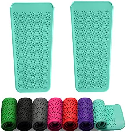 ZAXOP 2 Pack Heat Resistant Silicone Mat Pouch for Flat Iron, Curling Iron,Hair Straightener,Hair Curling Wands,Hot Hair Tools (Mintgreen-Mintgreen) by ZAXOP