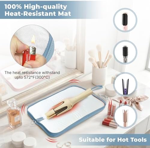 2 Pack Heat Resistant Hair Tool Travel Bag 2 in 1 Heat Proof Mat - Image 4