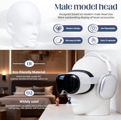 Mannequin Wig Head with Adjustable Stand – Wig Display Head for Wigs, Hats, Caps, Headdress, Salon Styling or Home Display 22.83" Circumference Head (White) - Image 2