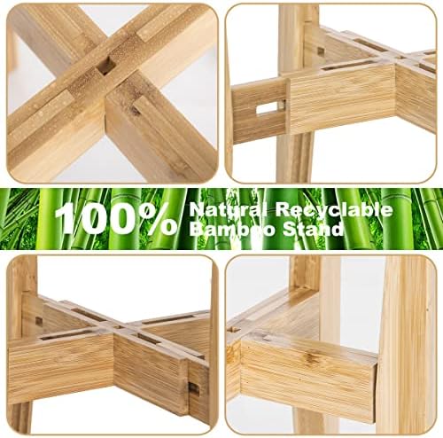 OERGKE Adjustable Plant Stand Indoor, Bamboo Mid Century Modern Plants Stands, Corner Flower Holder for Living Room, Fits 8 to 12 Inches Pots, (Pot & Plant Not Included)(Nature, 1 Pack) - Image 5
