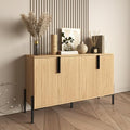 4 Doors Sideboard Buffet Cabinet with Adjustable Shelves, Modern Accent Sideboard with Golden Legs, Wide Storage Cabinet for Kitchen, LivingRoom,Natural by ALBSL