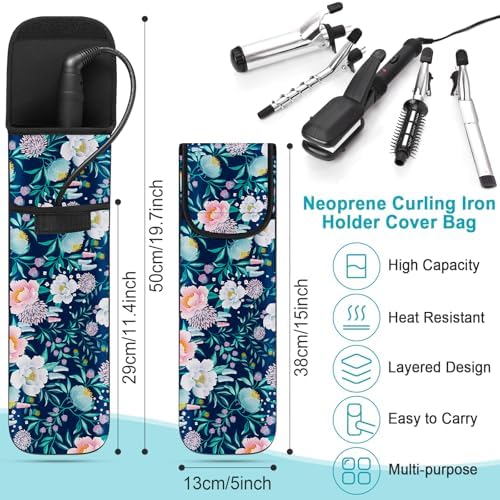 Shappy 2 Pcs Heat Resistant Curling Iron Flat Iron Travel Case,Flower - Image 2