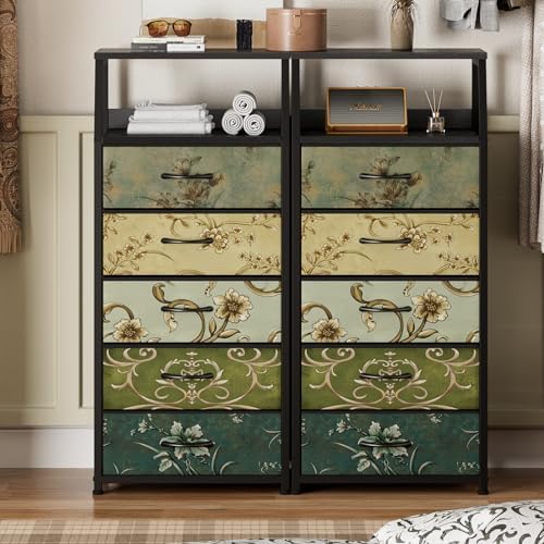Furnulem 5 Drawers Dresser for Bedroom, Fabric Tall Nightstand - Image 2