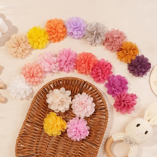 DED 40PCS 2" Chiffon Flower Hair Bows Clips for Girls Infants Toddlers - Image 6
