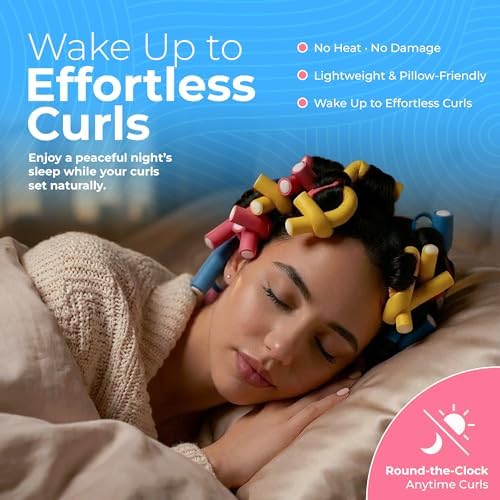 My Beauty Spot Flexi Rods Foam Hair Rollers 3/4" 5/8" and 1" Diameter Professional Salon Quality 47 Pcs Rubber Hair Rollers for Long, Medium and Short Hair (Rainbow) - Image 3