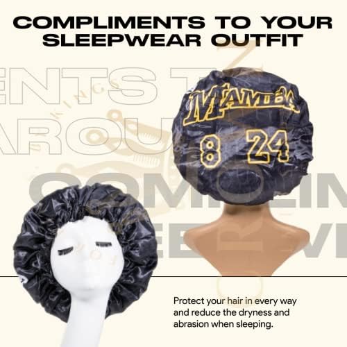 Silky Design Large Bonnet with Elastic Soft Band Adjustable Women and Men, Satin Fabric, Black 24A - Image 5
