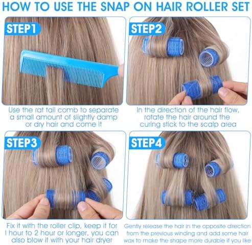 18pcs Plastic Hair Rollers Self Grip Hair Rollers with Rat Tail Comb Small Heatless Roller Hair Curlers for Pro Salon Hairdressing and DIY Hairstyles (0.98 X 2.44 Inch) - Image 5