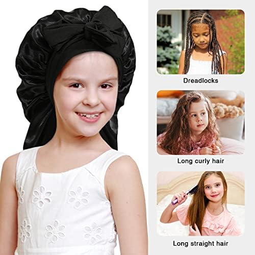 AWAYTR Kids Bonnets for Girls - Satin Long Hair Braid Bonnet for Sleeping - Image 5