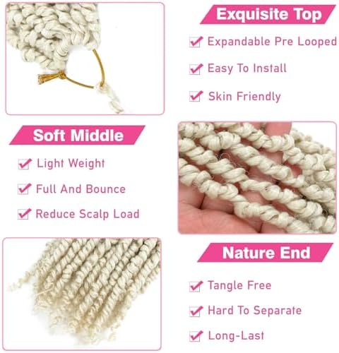 Passion Twist Crochet Hair 12" 613# Pre-Looped 9Packs - Image 3