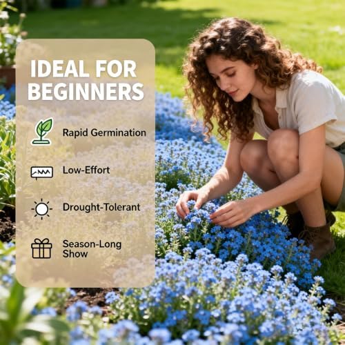 21000+ Blue Creeping Thyme Seeds Ground Cover,Blue Woolly Thyme Seeds Non-GMO Heirloom,Drought Tolerant Ground Cover Thyme Seed Silver Gray Carpet for Between Stepping Stones & Rock Outdoor - Image 3