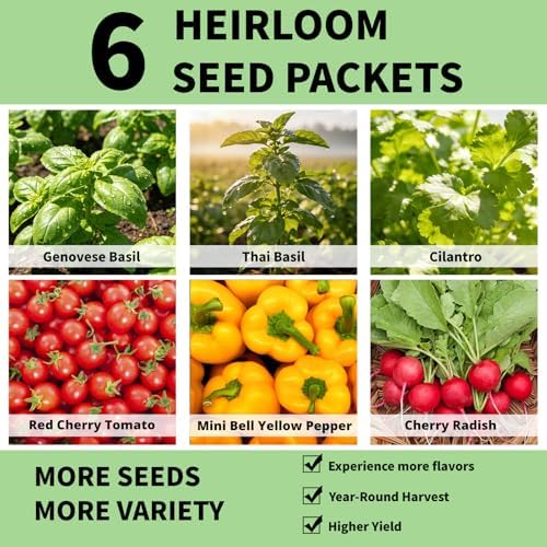 Salsa Seed Pod for Aerogarden - 12 Hydroponic Refill Grow Pods with 6 Packets Seeds of Basil, Cherry Tomato, Bell Pepper, Cherry Radish & Cilantro for Most Hydroponic Systems Ahopegarden, LETPOT, URUQ - Image 2
