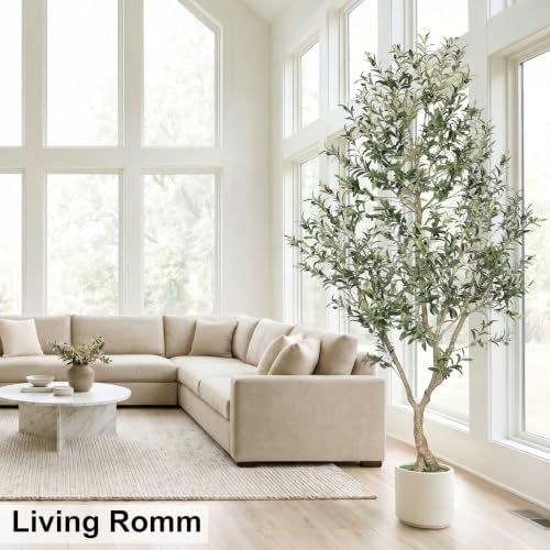 LYERSE Faux Olive Tree 8ft with Sturdy White Planter, Fake Olive Tree 8ft - Image 3