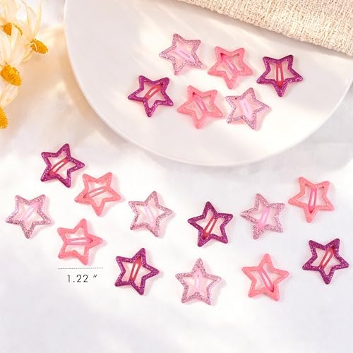 VIBILIA 18 Pcs Star Hair Clips Y2K Pink Non-Slip Snap Hair Accessories - Image 4