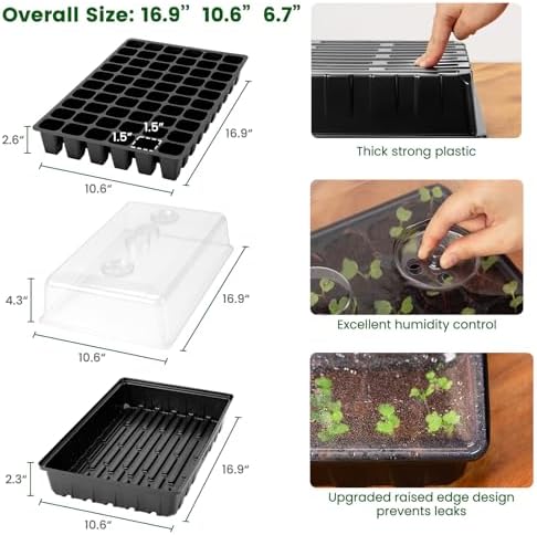 SOLIGT 60 Cell Seed Starter Tray Kit with Grow Light and Heat Mat - Image 4