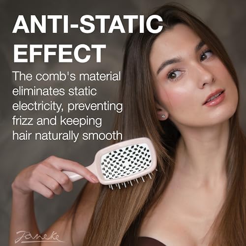 Janeke Superbrush Detangling Brush for Soft Smoothing Hair Brushing with Anti-Static Bristles - Vented Wet Hair Brush for Blow Drying Use - Perfect for Curly, Thick, Wavy, Fine Hair Types (Nude) - Image 5