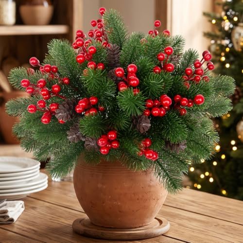 Daynight 6 Bundles Artificial Pine Stems for Outdoor Christmas Decorations - Image 5