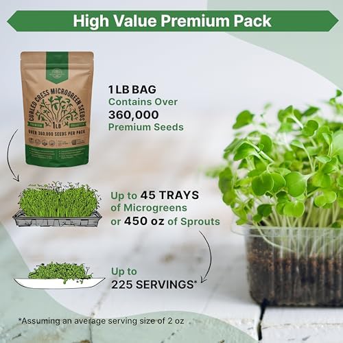 Organo Republic Cress Sprouting & Microgreens Seed - 360,000 Non-GMO Heirloom Seeds, Sprouts in Bulk 1lb Resealable Bag for Planting & Growing Microgreens in Soil, Coconut Coir, Aeroponic & Hydroponic - Image 3