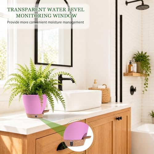 6 Inch Small Self Watering Pots for Indoor Outdoor Plants,5-Pack - Image 5