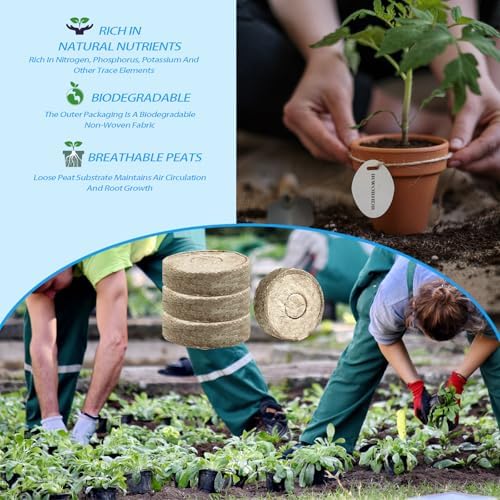 56Pcs 40mm Peat Pellet Fiber Soil Plant Seed Starters,Compressed Peat Pellet Fiber Soil Plant Seed Starter Pods,Seed Fertilizer Nutrient Block Compressed Peat Block - Image 4