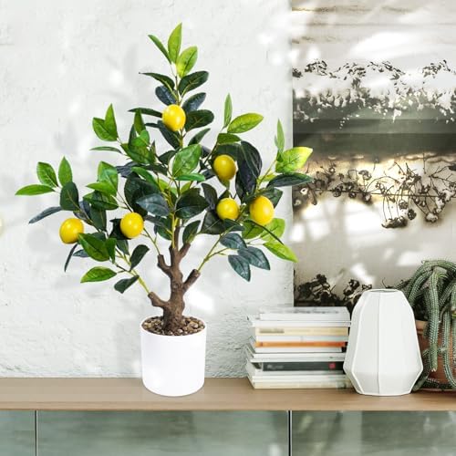 Caxchiling Artificial Lemon Tree 2FT, Faux Tabletop Tree with Planter - Image 4