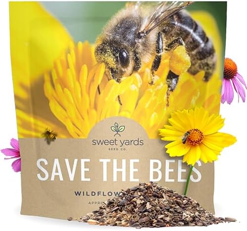 Bee Friendly Wildflower Seed Mix - Bulk 1 Ounce Packet - Over 7,500 Open Pollinated Seeds - Save The Bees! by SweetYards