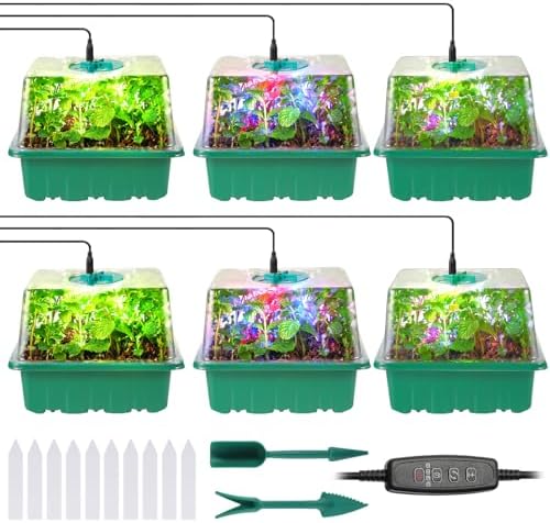 Seed Starter Trays with Grow Lights, 72 Cells Seed Starter Kit with Lights, 3 Lighting Mode, 4 Timing Set, Germination Kit for Seed Starting Trays, Seedling Starter with High Humidity Control Domes by Adawook
