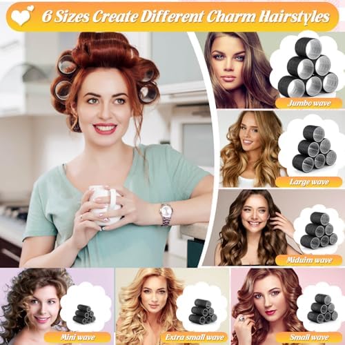 6 Size Hair Rollers for Women, 62 Pcs Rollers Hair Curlers - Image 5