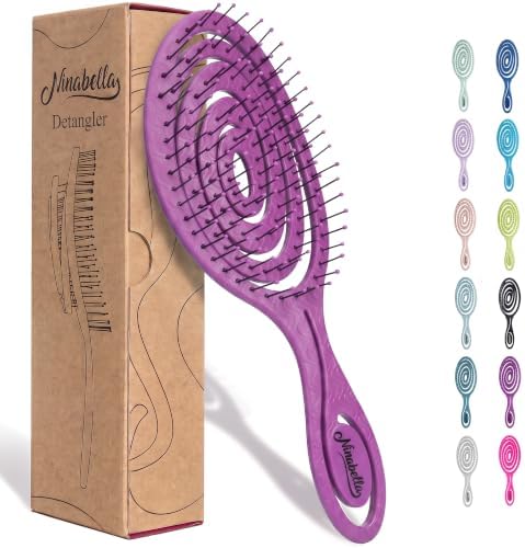 Ninabella Detangler Brush - No Tangle Hair Brush for Women, Fine, Thick and Long Hair - Hairbrush for Wet and Dry Hair, Gentle on the Scalp - Berry by Ninabella