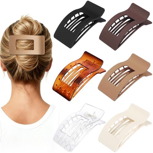 French Flat Hair Clips for Women 6pcs Hair Claw Clips for Thick or Thin Hair Matte Claw Clips for Girls Barrettes Non-Slip Strong Hold Hair Accessories for Women (Transparent) by Artchita