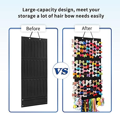 Hair Bow Holder Organizer for Girls, Hanging Bow Storage (Black) - Image 2