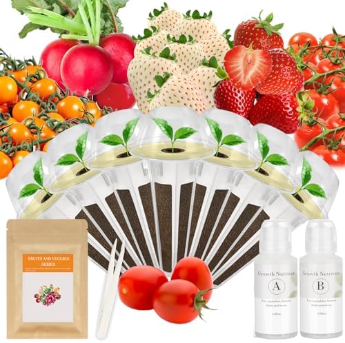 Strawberry and Pineberry Seed Pod Kit for AeroGarden, Ahopegarden with Red Strawberry, Radish, Pineberry, Red Heirloom/Golden Harvest Cherry Tomato - Hydroponics Supplies for Most Brand (7-pod) by Unknown