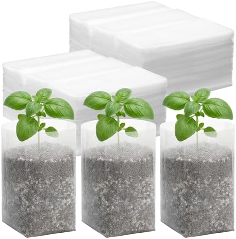 Plant Grow Bags, 400pcs Plant Nursery Bag 5.5 x6.3 Inches, Fabric Seedling Pots Non-Woven Pouch for Potato, Flower, Tomato Plant Starts & Clones, Fruit Protection Bags Home Gardening Supply by ENPOINT