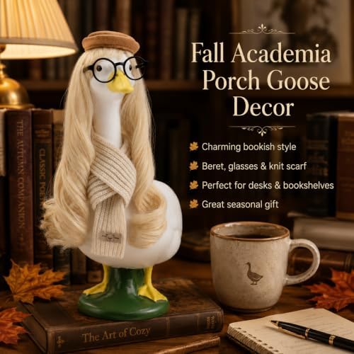 Fall Preppy Academia Porch Goose Outfit with Blonde Wig, 4-Pieces - Image 6