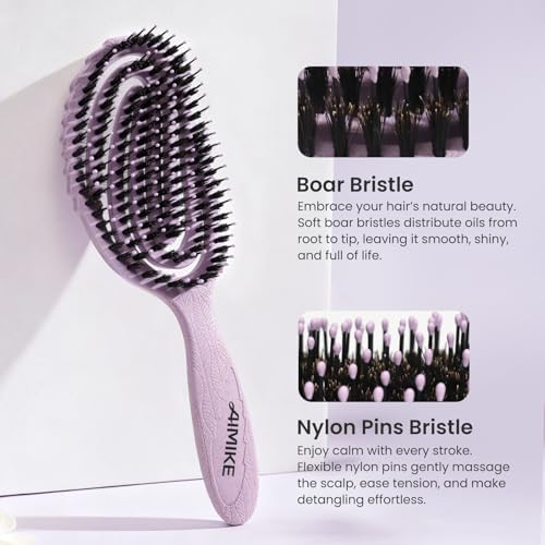 AIMIKE Hemp-Relax Detangling Hair Brush for Wet & Dry Hair, Purple2 - Image 3