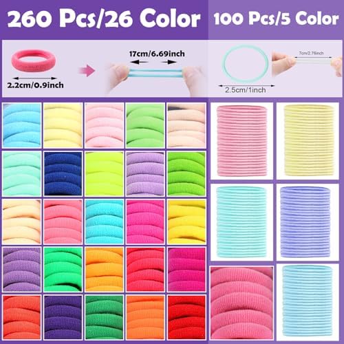Hair Accessories for Girls - 360 Pieces Toddler Elastic Hair Ties, Hair Clips, and Hair Tail Tools in 31 Colors - Image 3