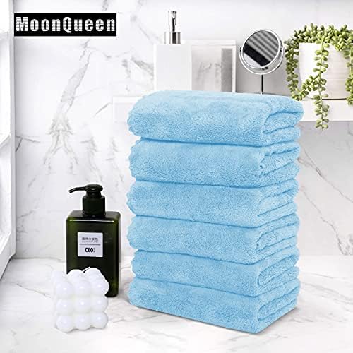 MOONQUEEN 18 Pack Premium Hand Towels - Quick Drying - Microfiber Coral Velvet Highly Absorbent Towels - Multipurpose Use as Hotel, Bathroom, Shower, Spa, Hand Towel 16 x 28 inches (Aquamarine) - Image 5