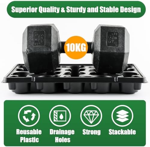 RooTrimmer 20 Cell Plant Trays for Carrying 3 inch Round Nursery Pots, Sturdy Plastic Trays Suitable for Holding 200 pcs Peat Pots (10 Packs - Trays Only, Pots Not Included) - Image 5