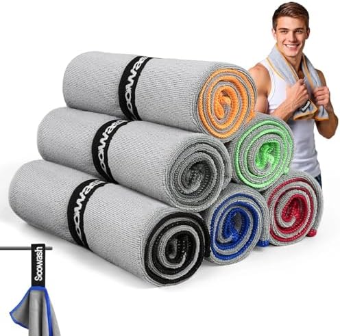 Microfiber Gym Towels for Showering Working Out Quick Dry Negative ions Large Middle Small Sizes Lightweight Gym Towel for Men Women Tennis Sports Towels for Body Hot Yoga Fitness Essentials by SOOWASH